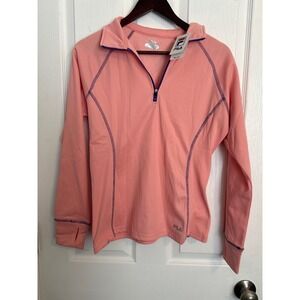 FILA Pullover Activewear Top Quarter Zip Athletic Peach Pink Size M